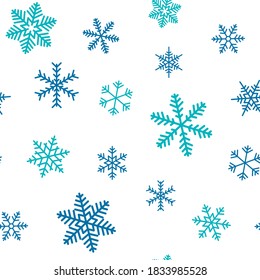 Christmas seamless doodle pattern with snowflakes.