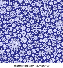 Christmas seamless doodle pattern with snowflakes, vector background