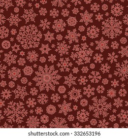 Christmas seamless doodle pattern with snowflakes, vector background
