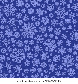 Christmas seamless doodle pattern with snowflakes, vector background