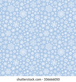 Christmas seamless doodle pattern with snowflakes, vector background