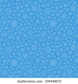 Christmas seamless doodle pattern with snowflakes, vector background