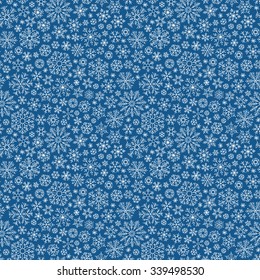Christmas seamless doodle pattern with snowflakes, vector background