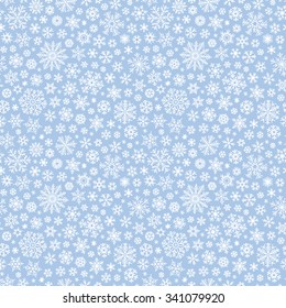 Christmas seamless doodle pattern with snowflakes, vector background