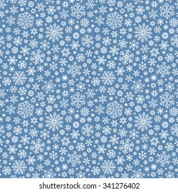 Christmas seamless doodle pattern with snowflakes, vector background
