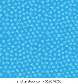 Christmas seamless doodle pattern with snowflakes, vector background