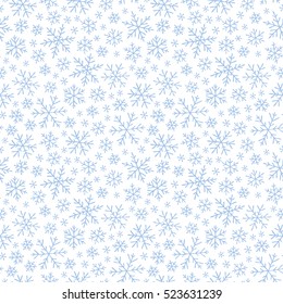 Christmas seamless doodle pattern with snowflakes, vector background