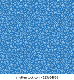 Christmas seamless doodle pattern with snowflakes, vector background