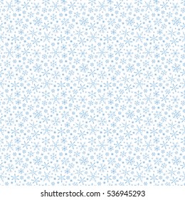 Christmas seamless doodle pattern with snowflakes, vector background