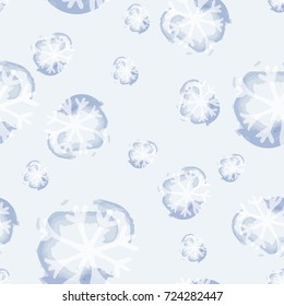 Christmas seamless doodle pattern with snowflakes, vector background