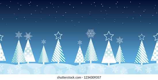 Christmas seamless forest background, vector illustration.
