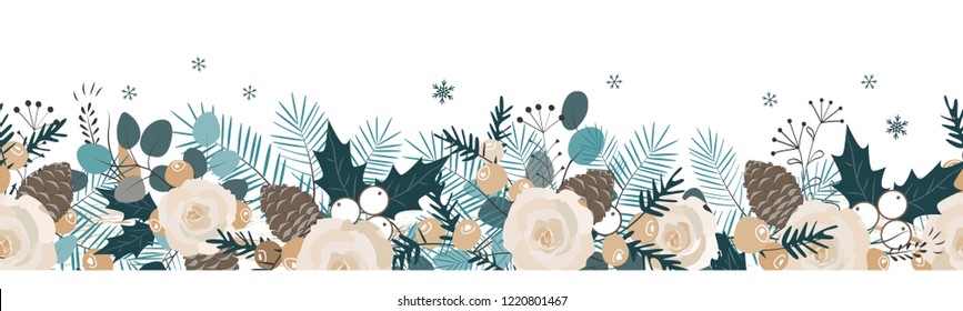 Christmas seamless garland. Vector hand drawn illustration.