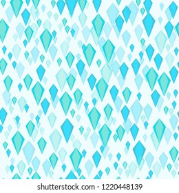  Christmas seamless geometric pattern. Blue crystals on white backgrond