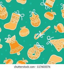 Christmas seamless green vector background