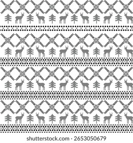 Christmas Seamless grey Pattern Winter Holidays Ornament on white Background Concept Vector Illustration, used for textile wallpaper, greeting card.