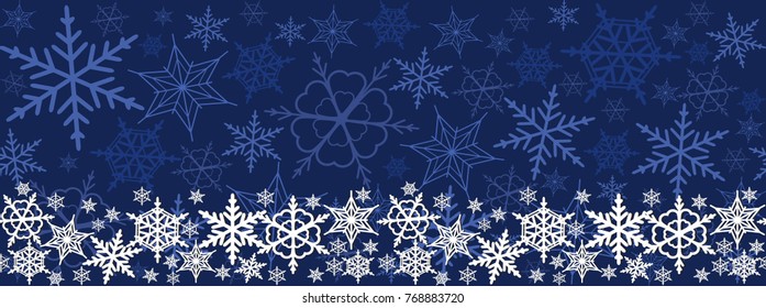 Christmas seamless horizontal pattern. colorful snowflakes in vector