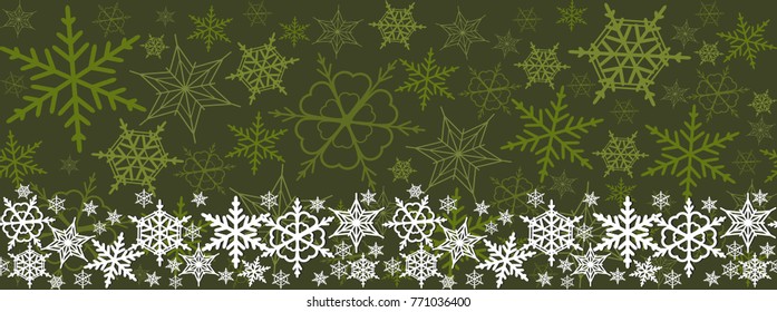 Christmas seamless horizontal pattern. colorful snowflakes in vector