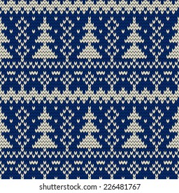 Christmas seamless knitted background. EPS 10 vector illustration.