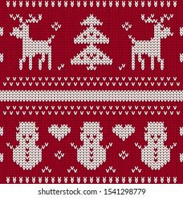 Christmas seamless knitted pattern background, Christmas and New Year greeting cards