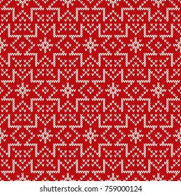 Christmas Seamless Knitted Pattern. Scheme for Knitting Sweater Design or Cross Stitch Embroidery