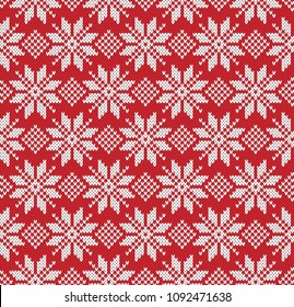 Christmas Seamless Knitted Pattern with Snowflakes