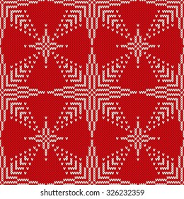 Christmas Seamless Knitted Sweater Design with Stars. Vector Background