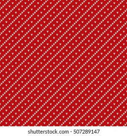 Christmas Seamless Knitting Background. Red Knitted Pattern