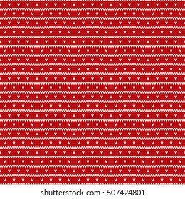 Christmas Seamless Knitting Background. Red Knitted Pattern