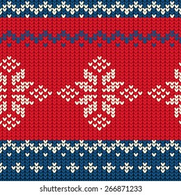 Christmas Seamless Knitting Pattern, vector illustration