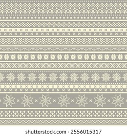 Christmas seamless ornamental pattern on grey background