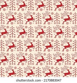 Christmas seamless p attern with reindeer pattern