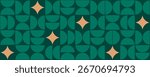 Christmas seamless pattern. Abstract Bauhaus seamless texture. Half circle shapes background. Xmas geometric simple art design bg. Green texture in Bauhaus style. Vintage mosaic vector illustration.