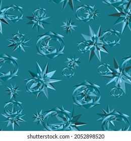 Christmas Seamless pattern. Abstract geometric shape, polyhedron from pyramids. Vector illustration