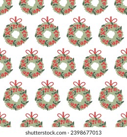 Christmas seamless pattern of Advent wreaths