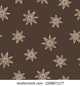 Christmas seamless pattern with anise stars. Winter background. Vector illustration