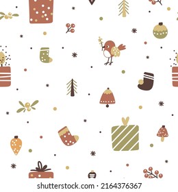 Christmas seamless pattern, baby first christmas