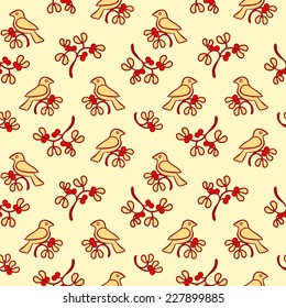 Christmas seamless pattern background with birds.