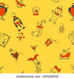 Christmas Seamless Pattern Background. Colorful. Simple and Minimalistic Style. Vector