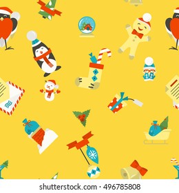 Christmas Seamless Pattern Background. Colorful. Simple and Minimalistic Style. Vector