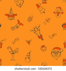 Christmas Seamless Pattern Background. Colorful. Simple and Minimalistic Style. Vector