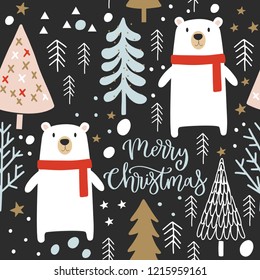 Christmas seamless pattern, background for gift wrapping, wallpapers, surface design