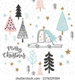 Christmas seamless pattern, background for gift wrapping, wallpapers, surface design