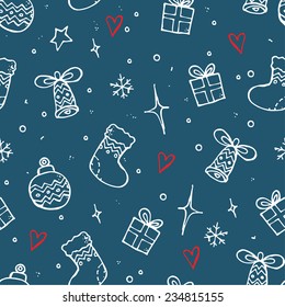 Christmas seamless pattern background with hearts