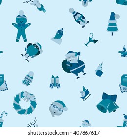 Christmas Seamless Pattern Background. Monochrome color. Simple and Minimalistic Style. Vector