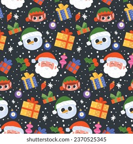 Christmas seamless pattern background. Seamless Christmas pattern for Poster, Banner, Greeting Card, Invitation Card, Cover, Template. Vector illustration. Christmas textile pattern texture background