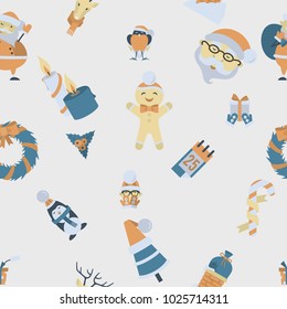 Christmas Seamless Pattern Background. Retro Color. Simple and Minimalistic Style. Vector