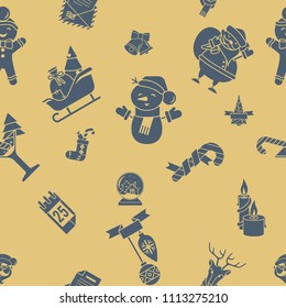 Christmas Seamless Pattern Background. Retro Color. Simple and Minimalistic Style. Vector