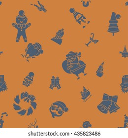 Christmas Seamless Pattern Background. Retro Color. Simple and Minimalistic Style. Vector