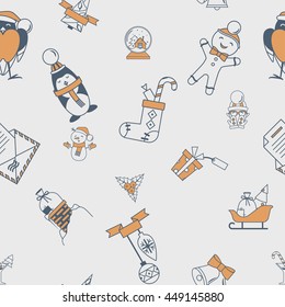 Christmas Seamless Pattern Background. Retro Color. Simple and Minimalistic Style. Vector