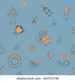 Christmas Seamless Pattern Background. Retro Color. Simple and Minimalistic Style. Vector